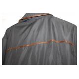 Dennis Basso Black Overcoat with Brown Trim Accents