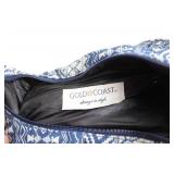 Gold Coast Blue Patterned Fabric Handbag with Zippered Pocket