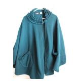 Midnight Velvet Teal Cape with Ruffled Collar