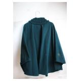 Midnight Velvet Teal Cape with Ruffled Collar