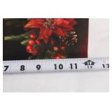 Poinsettia Candles LED Canvas Wall Art - 15x11 Inch