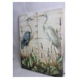 Pair of Heron-Themed Wall Art Panels by Fujian Jianou Furen Wood Industry