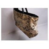 Canvas Tote Bag with Black and Beige Toile Print