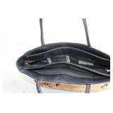 Canvas Tote Bag with Black and Beige Toile Print