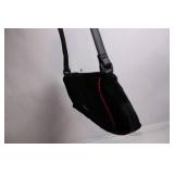 Elegant Black Faux Fur Shoulder Bag with Pink Satin Interior
