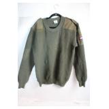 Dutch Military Green Wool Sweater with Epaulettes and Flag Patch