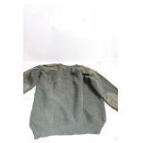 Dutch Military Green Wool Sweater with Epaulettes and Flag Patch