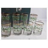 Set of 8 Lenox Holiday Glasses with Holly and Berry Design