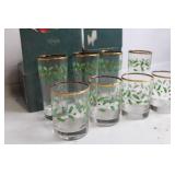 Set of 8 Lenox Holiday Glasses with Holly and Berry Design