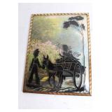 Set of 3 Vintage Reverse Glass Paintings with Silhouette Designs