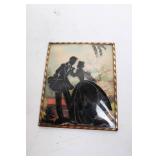 Set of 3 Vintage Reverse Glass Paintings with Silhouette Designs