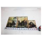 Set of 3 Vintage Reverse Glass Paintings with Silhouette Designs