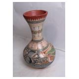 Handcrafted Decorative Terracotta Vase with Colorful Patterns