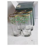 Set of 4 Lenox Holiday Highball Glasses with Gold Trim