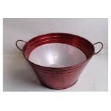 Red Metal Beverage Tub with Handles