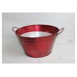 Red Metal Beverage Tub with Handles