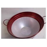 Red Metal Beverage Tub with Handles