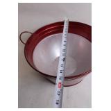 Red Metal Beverage Tub with Handles