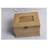 Wooden Box with Assorted Metal Items including Watches and Keychains