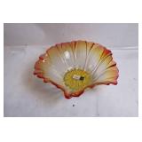 16" Decorative Glass Bowl with Amber and Red Tint