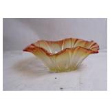 16" Decorative Glass Bowl with Amber and Red Tint