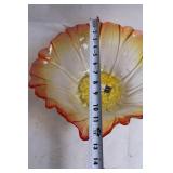 16" Decorative Glass Bowl with Amber and Red Tint