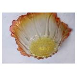 16" Decorative Glass Bowl with Amber and Red Tint