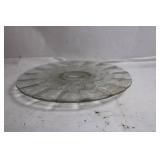 Vintage Etched Glass Serving Platter with Floral Design
