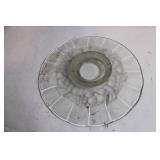 Vintage Etched Glass Serving Platter with Floral Design