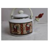 Vintage Ceramic Teapot with Santa Claus Holiday Design