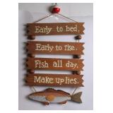 Wooden Fishing Themed Wall Sign with Humorous Quote