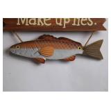 Wooden Fishing Themed Wall Sign with Humorous Quote
