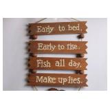 Wooden Fishing Themed Wall Sign with Humorous Quote