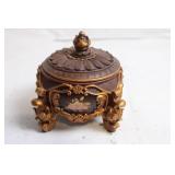 Vintage Ornate Ceramic Trinket Box with Floral Design
