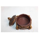 Vintage Ornate Ceramic Trinket Box with Floral Design