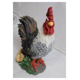 Colorful Rooster Figurine Statue with Floral Base