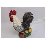 Colorful Rooster Figurine Statue with Floral Base