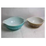 Pair of Vintage Pyrex Bowls with Folk Art Designs