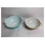 Pair of Vintage Pyrex Bowls with Folk Art Designs