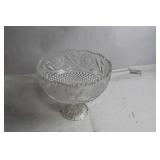 Ornate Cut Glass Crystal Pedestal Bowl
