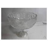 Ornate Cut Glass Crystal Pedestal Bowl