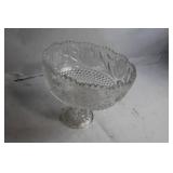 Ornate Cut Glass Crystal Pedestal Bowl