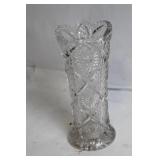 Vintage Embossed Glass Vase with Floral Motif