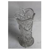 Vintage Embossed Glass Vase with Floral Motif