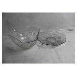 Crystal Punch Bowl with Intricate Glass Plate Set