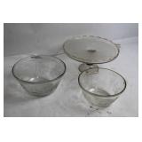 Vintage Glass Serving Set with Floral Pattern and Gold Trim