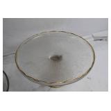 Vintage Glass Serving Set with Floral Pattern and Gold Trim