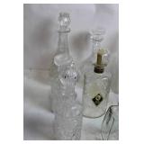 Collection of 9 Vintage Glass Decanters and Bottles