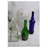 Collection of 9 Vintage Glass Decanters and Bottles
