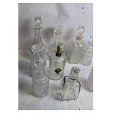 Collection of 9 Vintage Glass Decanters and Bottles